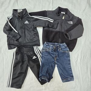 Bundle Of 6 Month Adidas, North Face, And Ralph Lauren Polo Swetaers And Pants